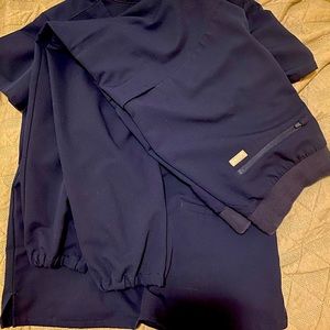 Figs scrubs navy small bottom. Xs top